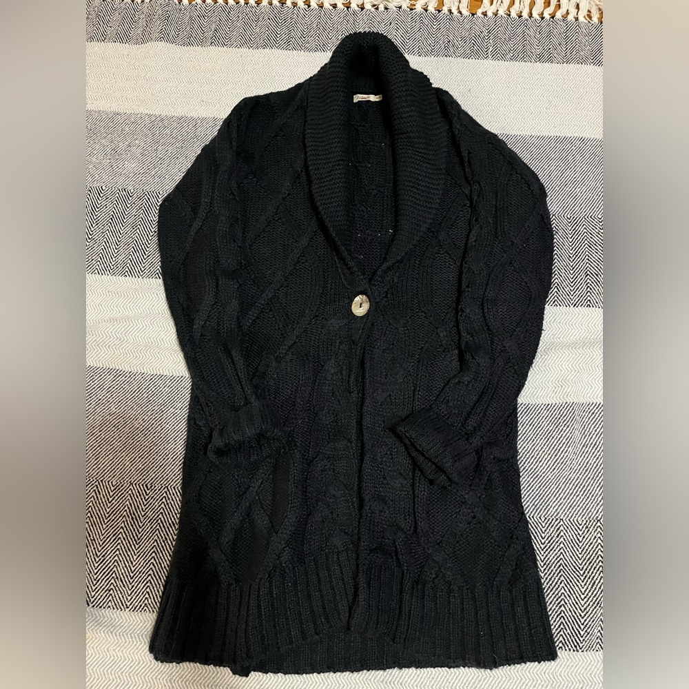 Faherty navy one button cardigan-XS